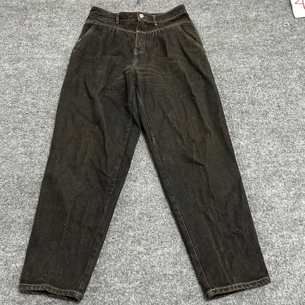 Sasson Jeans Womens Size 12 Black Cotton Vintage High Waisted Pleated Tapered